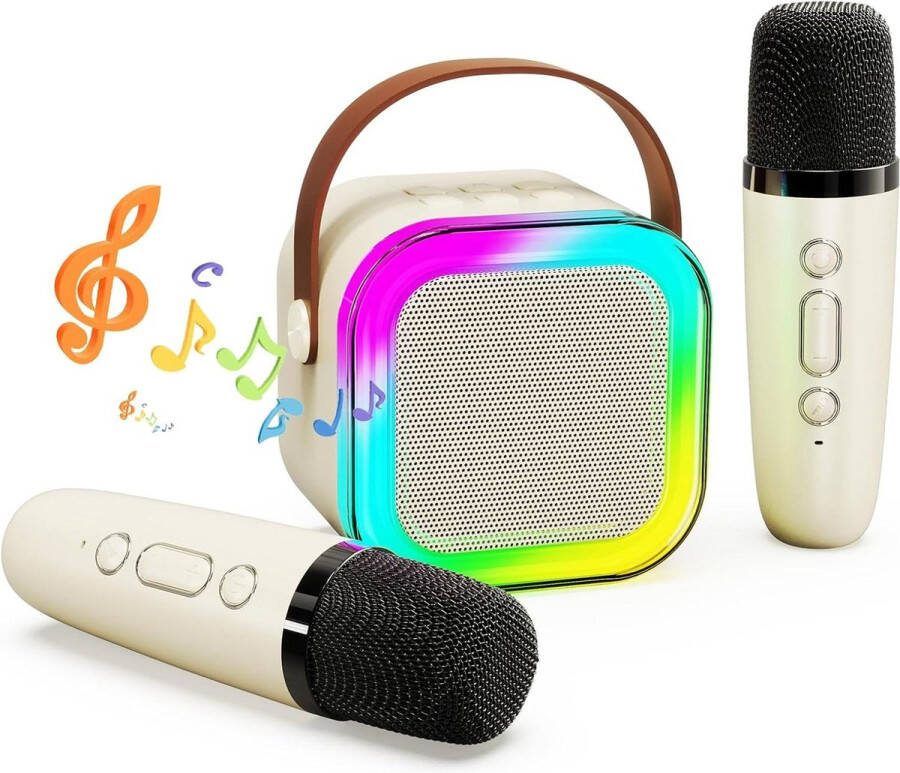 Karaoke set Karaoke machine draagbare bluetooth karaoke machine voor kinderen met 2 draadloze microfoons stemwisselende effecten en ledverlichting cadeaus voor kinderen van 3 tot 18 jaar jongens