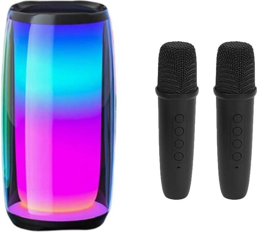 Karaoke set Draagbare karaoke-machine met 2 draadloze microfoons en Bluetooth karaoke-installatie voor volwassenen en kinderen led-lichteffecten ondersteunt TWS-Bluetooth-TF-AUX-USB voor feest verjaardag