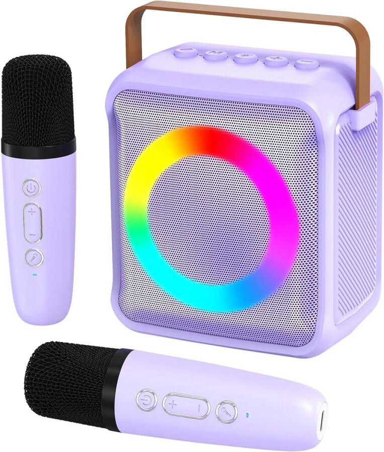 Karaoke set Karaoke machine Karaokespeelgoed kinderen volwassenen 2 microfoons draagbaar LED-licht spraakveranderende effecten geschenken 3-18 jaar jongens