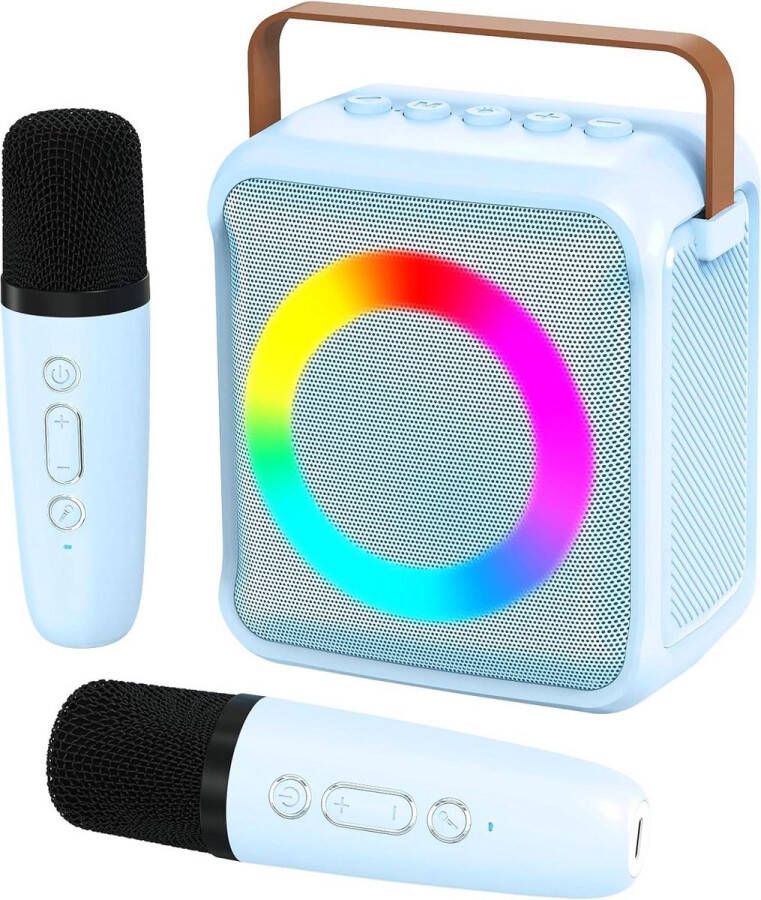 Karaoke set Karaoke machine Karaokespeelgoed LED-licht spraakveranderende effecten geschenken kinderen 3-18 jaar jongens met 2 microfoons draagbaar