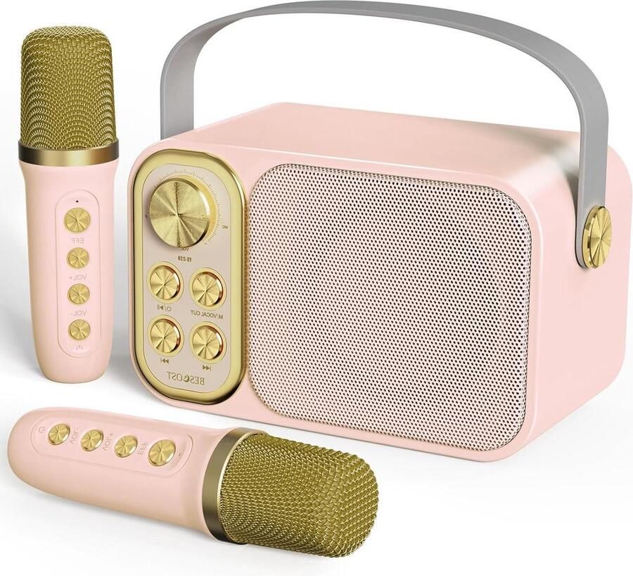 Karaoke set Karaoke machine met 2 draadloze microfoons en Bluetooth speaker Draagbare karaoke machine met 7 geluidseffecten voor feestjes en reizen