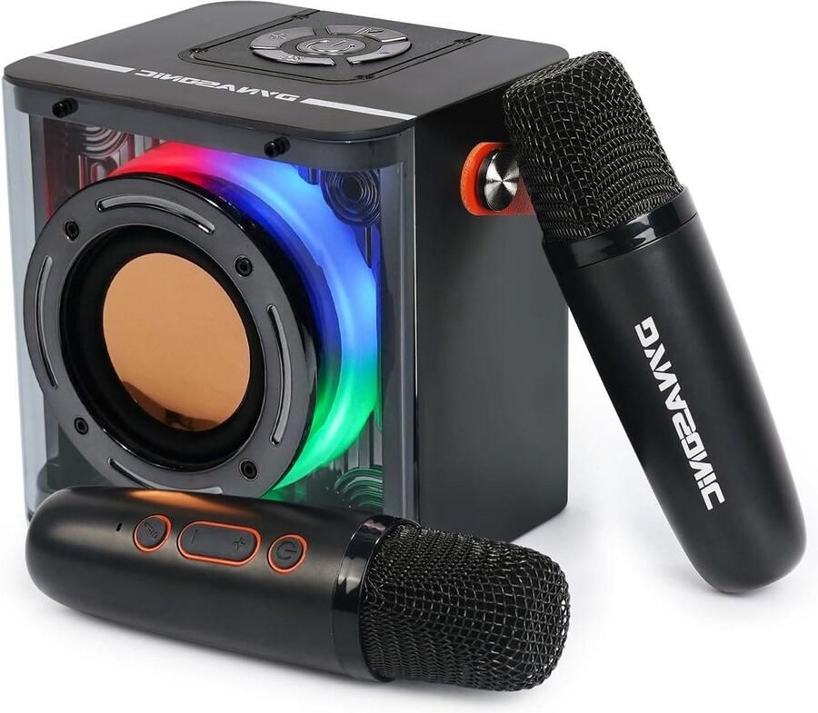 Karaoke set Karaoke machine met twee microfoons Bluetooth karaoke-luidspreker voor kinderen elektronisch speelgoed voor kinderen cadeaus voor kinderen van 3 tot 15 jaar ZWART