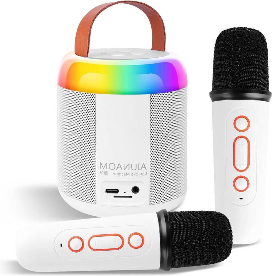 Karaoke set Karaoke machine Mini Karaoke Machine voor Kinderen met 2 Draadloze Microfoons LED-Lichten Variabele Geluidseffecten Draagbare Bluetooth-Luidspreker voor Huisfeesten Speelgoedcadeaus voor Kinderen