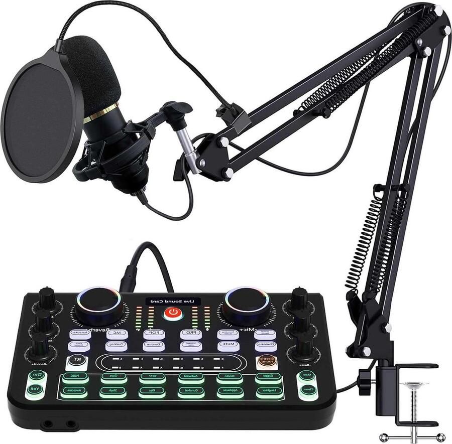 Karaoke set Karaoke machine Mixer Kit Live geluidskaart DJ Controller interface met microfoon voor live opname pc karaoke en spelstem