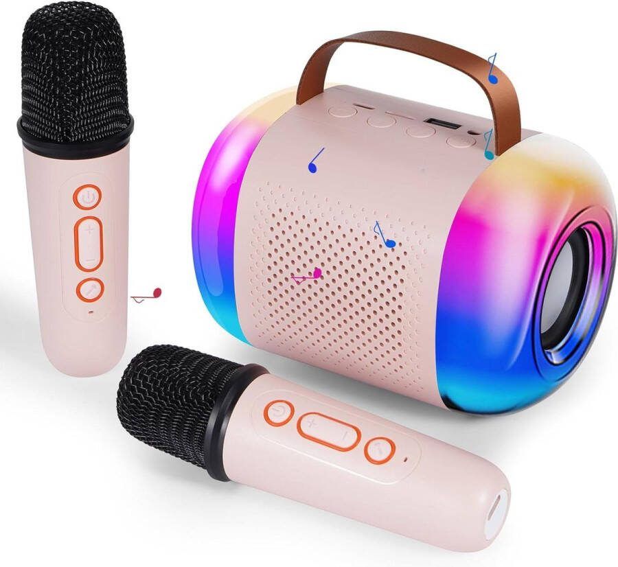 Karaoke set voor kinderen karaoke systeem met 2 microfoons draagbaar karaoke-microfoon luidsprekersysteem bluetooth-luidspreker box feest verjaardag geschenken roze