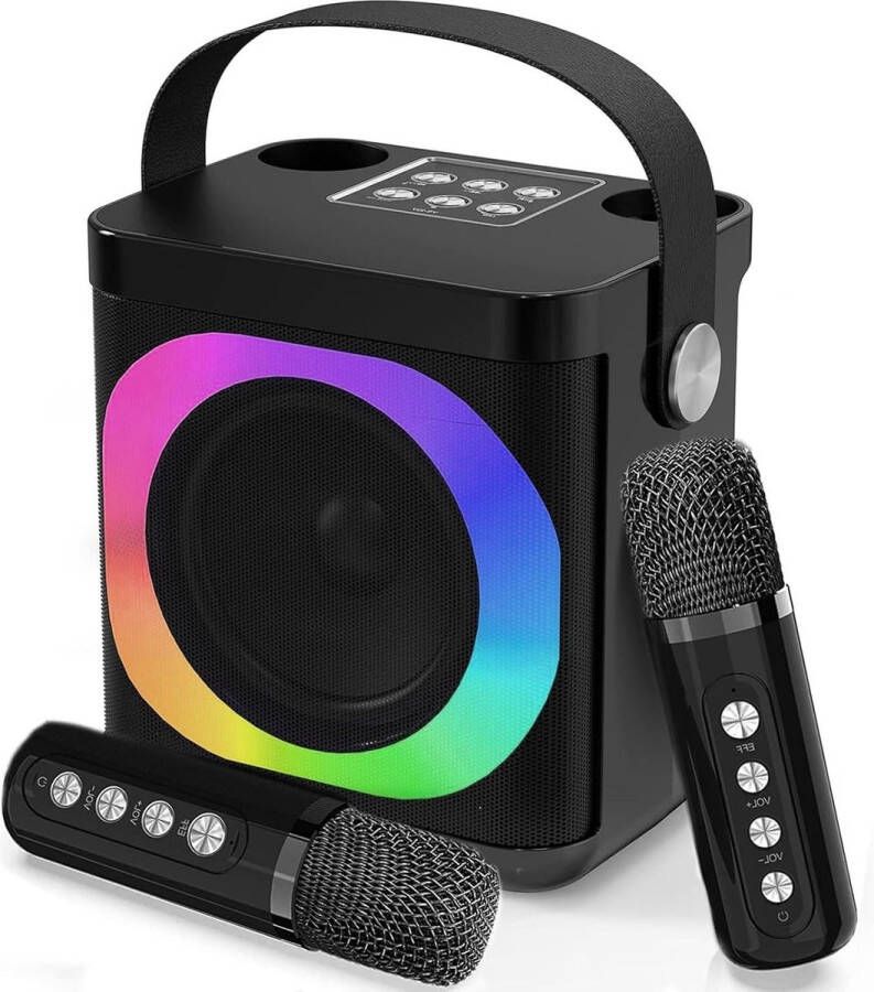 Karaoke set voor volwassenen Draagbare karaoke set met draadloze microfoons Bluetooth karaoke luidspreker met LED verlichting TF USB AUX ondersteuning karaoke set voor volwassenen