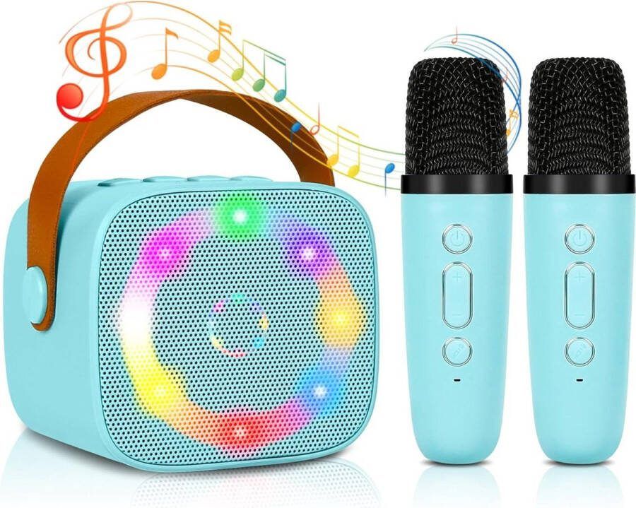 Karaoke set voor volwassenen met stemwisselende effecten en led-lichteffecten mini draagbare bluetooth karaoke machine met 2 draadloze microfoons voor kinderen karaoke set voor volwassenen