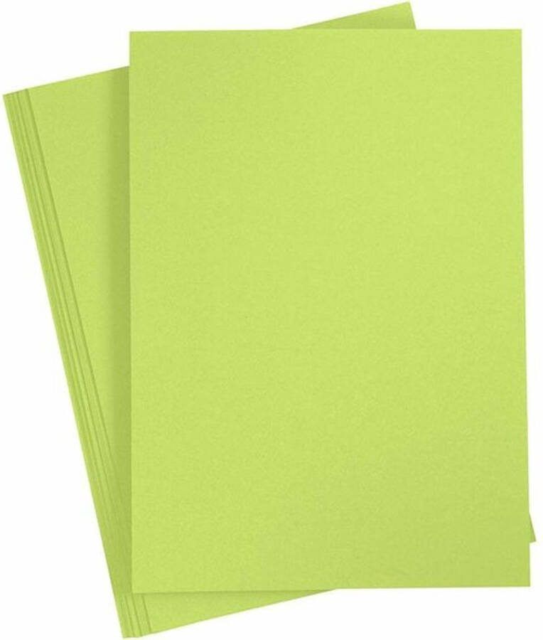 Karton Hobbykarton Groen Lime Groen DIY Knutselen A4 21x29 7cm 180 grams Creotime 20 vellen