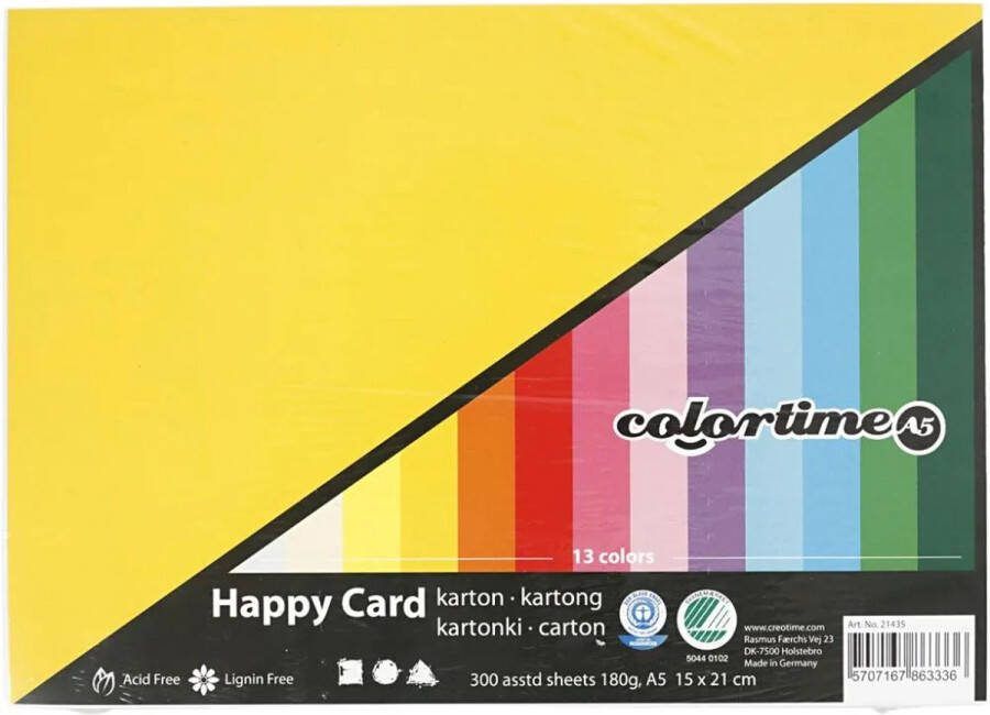 Karton Hobbykarton Lente Karton 13 Verschillende Vrolijke Kleuren DIY Kaarten Maken Knutselen A5 14 8x21cm 180 grams 300 vellen