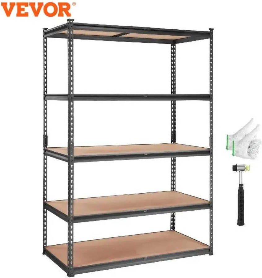 Kast 5 Lagen Staande Opslag Rekken Stellingkast Metalen Rek Opbergrek Voor Keuken Woonkamer Magazijn 90x30x182.88 cm Max 181KG Per Plank Totaal Laadgewicht 900KG Zwart Bruin