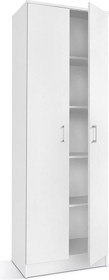 Kast Loek Wit Breedte 60 cm Hoogte 180 cm Diepte 40 cm Met planken Met openslaande deuren