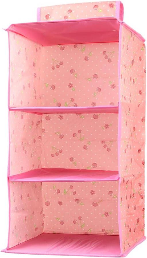 Kast-organizer hangend kastorganizer kledingkast 3 vakken kledingkast organizer hangend opvouwbaar ruimtebesparend opbergsysteem voor kamer 27 x 27 x 54 cm (roze drie verdiepingen)