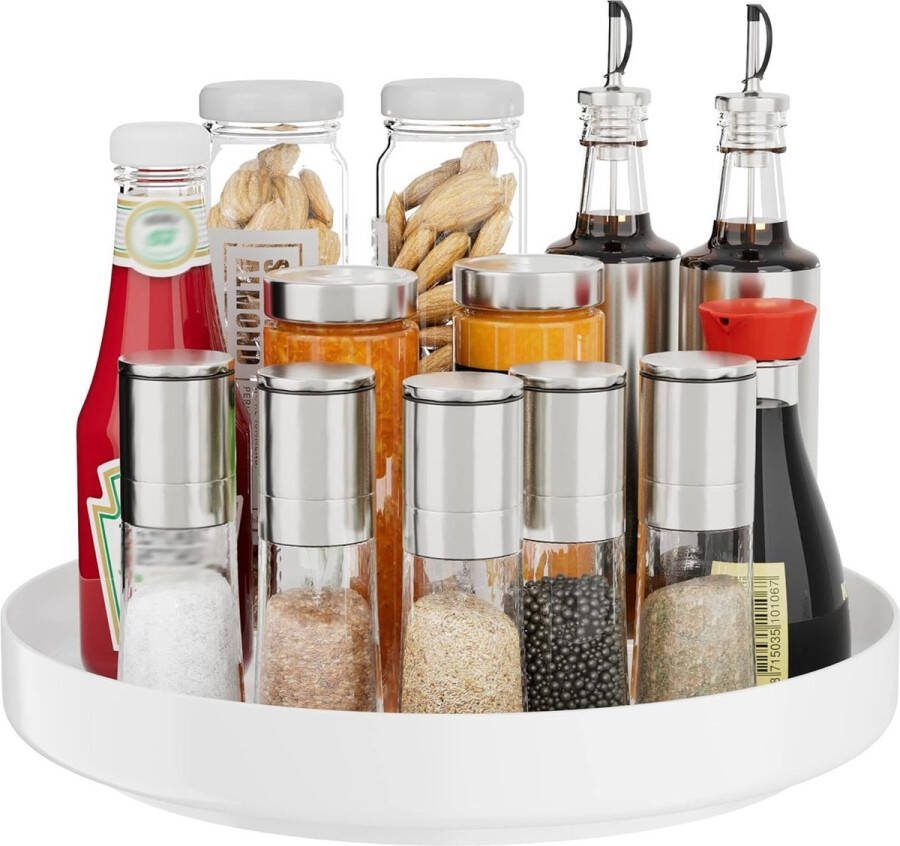 Kastorganisator 11 Metalen Draaitafel Lazy Susan voor Keuken Kruidenrek Pantry Kast Badkamer Aanrecht Koelkast Tafelopslag Wit