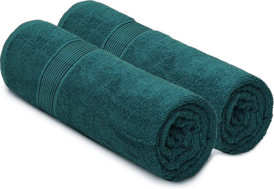 Katoen 2-pack grote badhanddoeken 100 x 150 cm grote badhanddoeken ultra absorberend compact sneldrogende en lichte handdoek blauwgroen