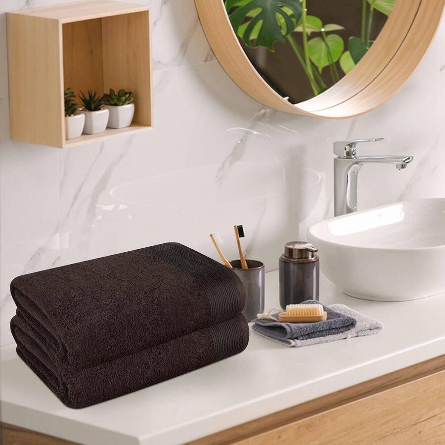 Katoen 2-pack grote badhanddoeken 100 x 150 cm grote badhanddoeken ultra absorberend compacte sneldrogende en lichte handdoek — bruin