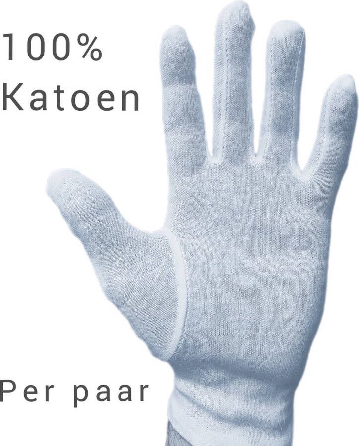 Katoenen handschoenen wit per paar Large voor eczeem allergie handcreme juweliers munt handschoen