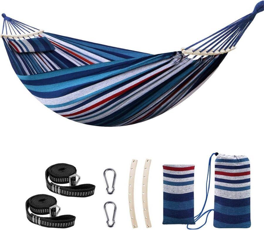 Katoenen hangmat voor camping ademend en zacht draagvermogen tot 660 lbs met spreider bar kussen voor binnen en buiten Patio Tuin hangmat