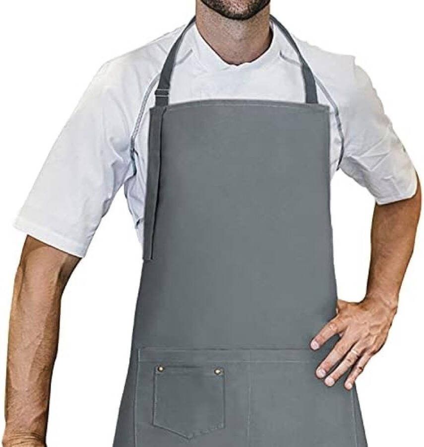 Katoenen keukenschort met verstelbare hals professionele kwaliteit BBQ-schort 70 x 85 cm