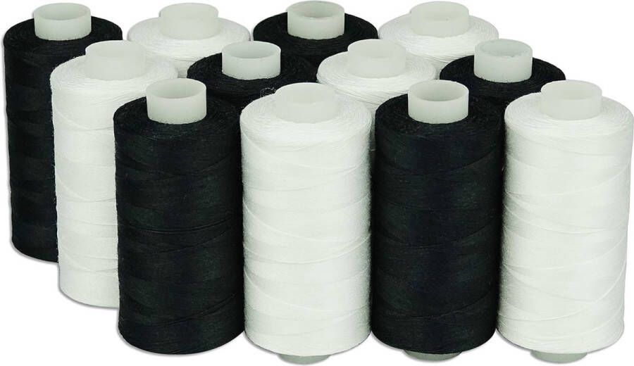 Katoenen naaigaren quiltgaren voor naaien en quilten machines 550 yards spoel witte en zwarte kleuren