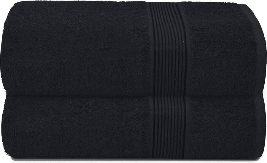 Katoenen set van 2 extra grote badhanddoeken 100 x 150 cm grote badhanddoeken ultra absorberend compacte Quickdry & lichte handdoek zwart
