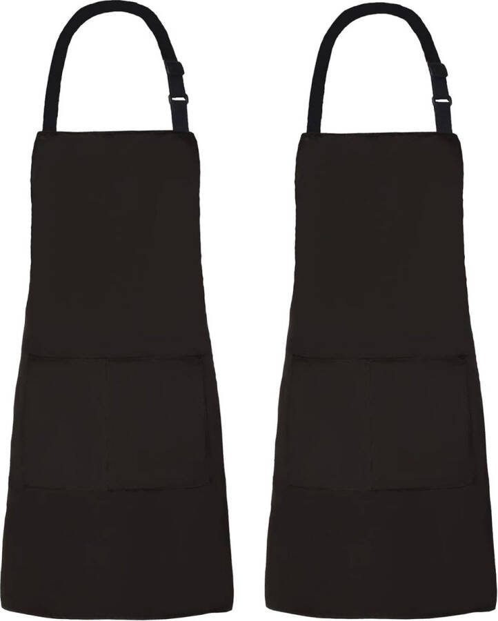 Katoenen set van 2 verstelbare slabschorten voor thuis keuken koken kookschort voor dames en heren