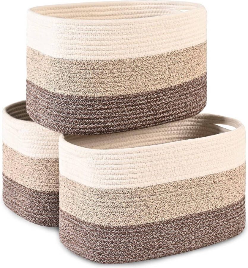 Katoenen touw opbergmanden voor het organiseren van speelgoed en handdoeken 38 x 25 x 25 cm + 229 cm geweven manden opslag plankmanden kubus opbergbakken