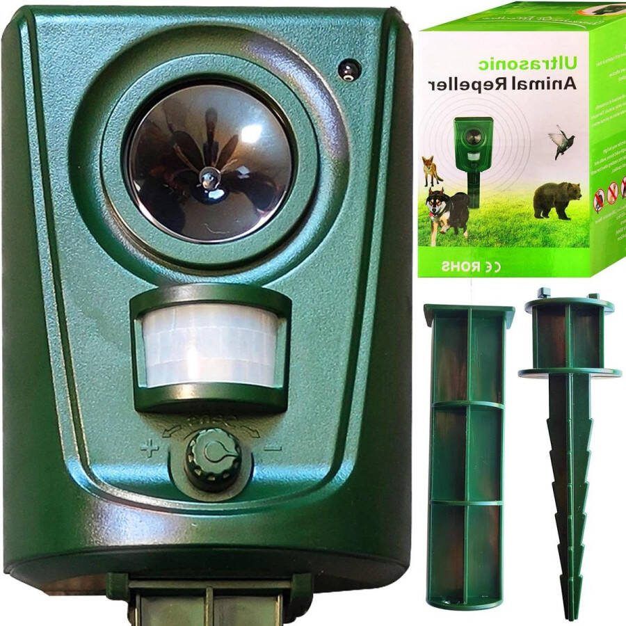 Kattenverjager Ultrageluidsafweer Dierenafweerapparaat op Batterijen Ultrasoon Geluidsafweer Multifrequent Apparaat 16-60 kHz IPX4 Katten Honden kattenverjager