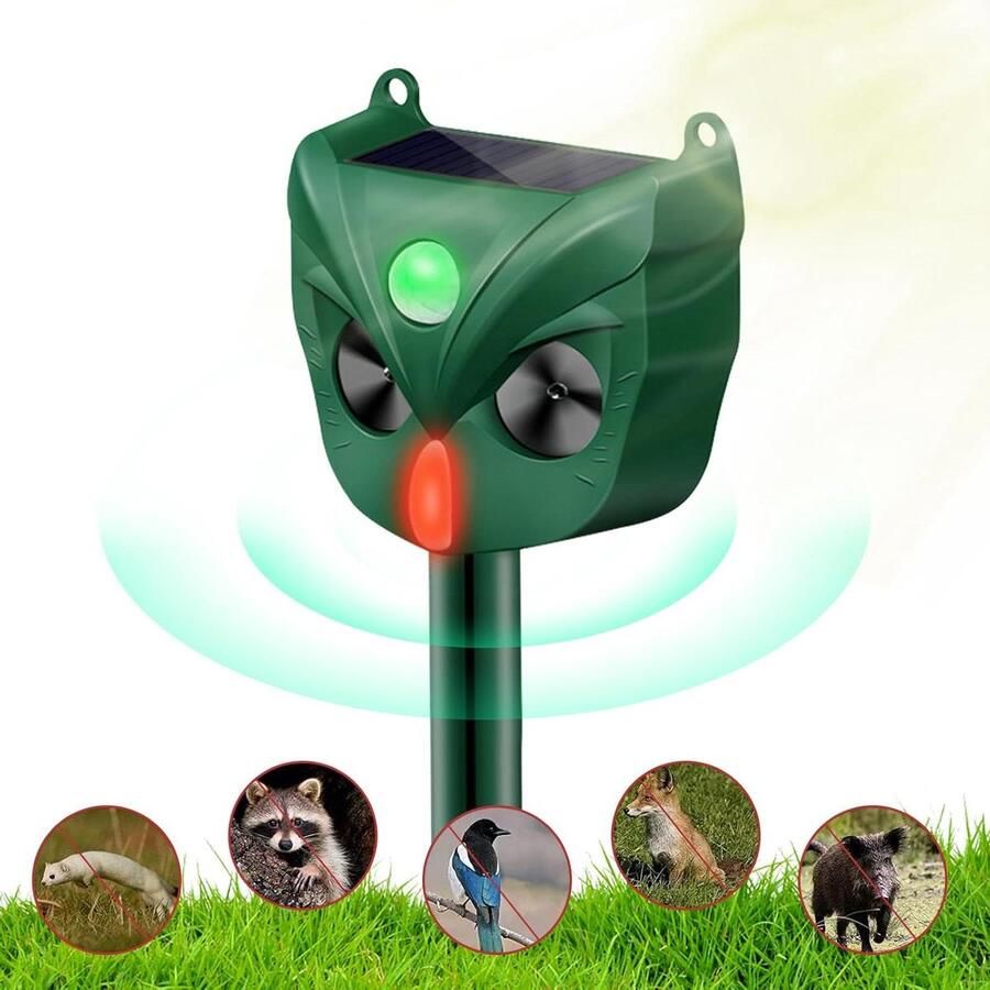 Kattenverjager Ultrasone Verjager op Zonne-energie Waterdichte Dierenverjager voor Tuin Katten Honden Vogels Muizen 5 Modi Instelbaar