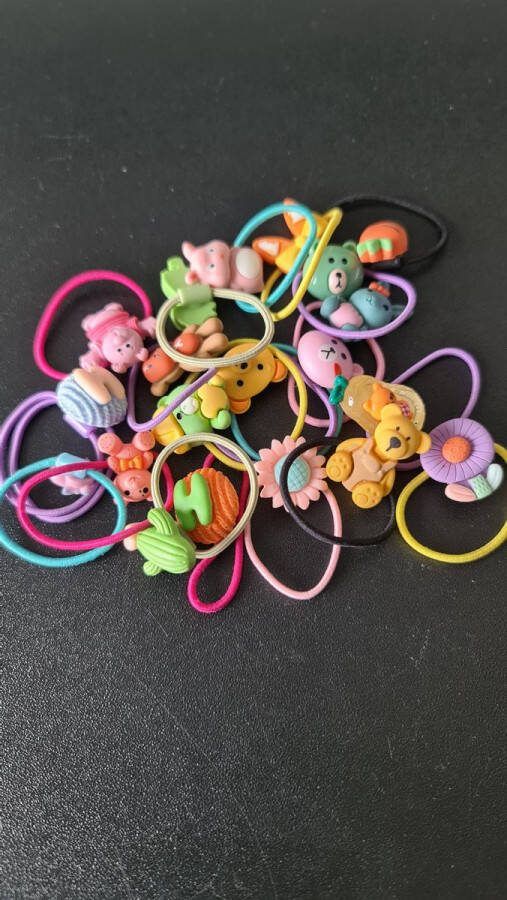 Kawaii Haarelastiekjes 23 stuks versierd met van allerlei kawaii-vormpjes (kawaii animé manga Harajuku Azië Asia Japan)