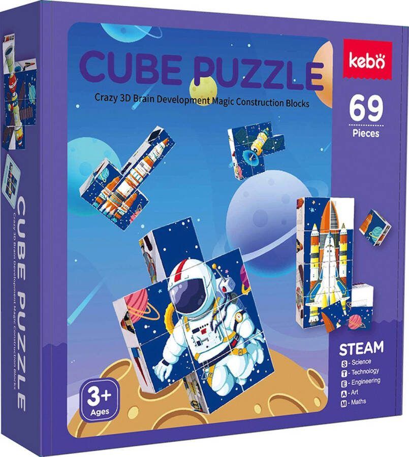 KEBO magnetisch speelgoed magnetic tiles magnetische tegels magnetische bouwstenen constructie speelgoed montessori speelgoed magnetische puzzel 69pcs -KBLD-69