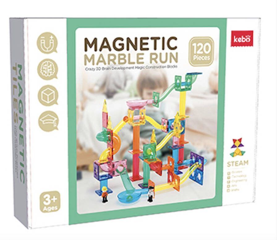 KEBO magnetisch speelgoed magnetic tiles magnetische tegels magnetische bouwstenen constructie speelgoed montessori speelgoed knikkerbaan 120pcs kbkg-120
