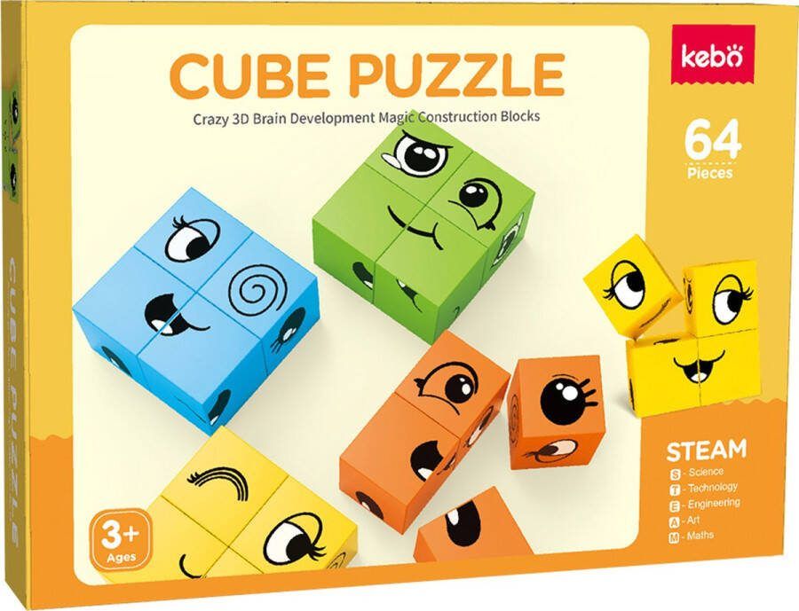 KEBO magnetisch speelgoed magnetic tiles magnetische tegels magnetische bouwstenen constructie speelgoed montessori speelgoed magnetische puzzel 64pcs KBMD-64A