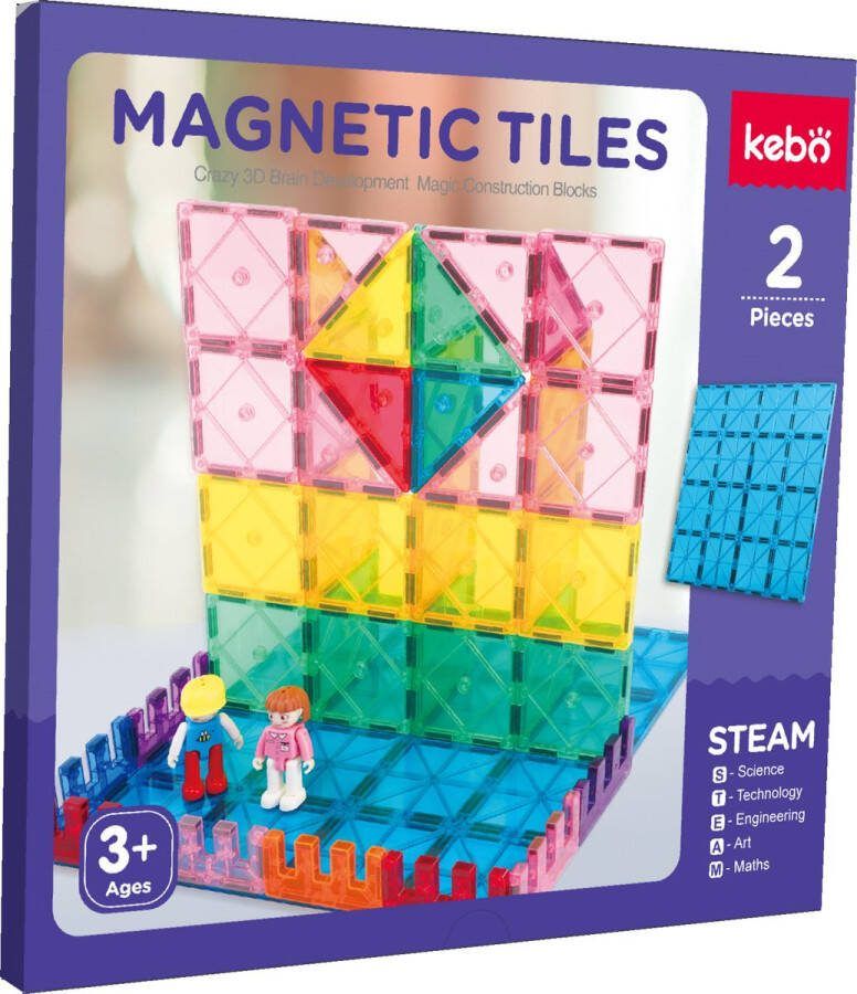 KEBO magnetisch speelgoed magnetic tiles magnetische tegels magnetische bouwstenen constructie speelgoed montessori speelgoed KBM-2