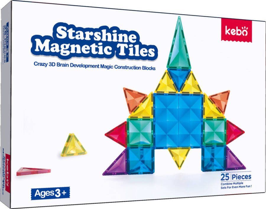 KEBO magnetisch speelgoed magnetic tiles magnetische tegels magnetische bouwstenen constructie speelgoed montessori speelgoed magnetische puzzel 25pcs KBZS-25