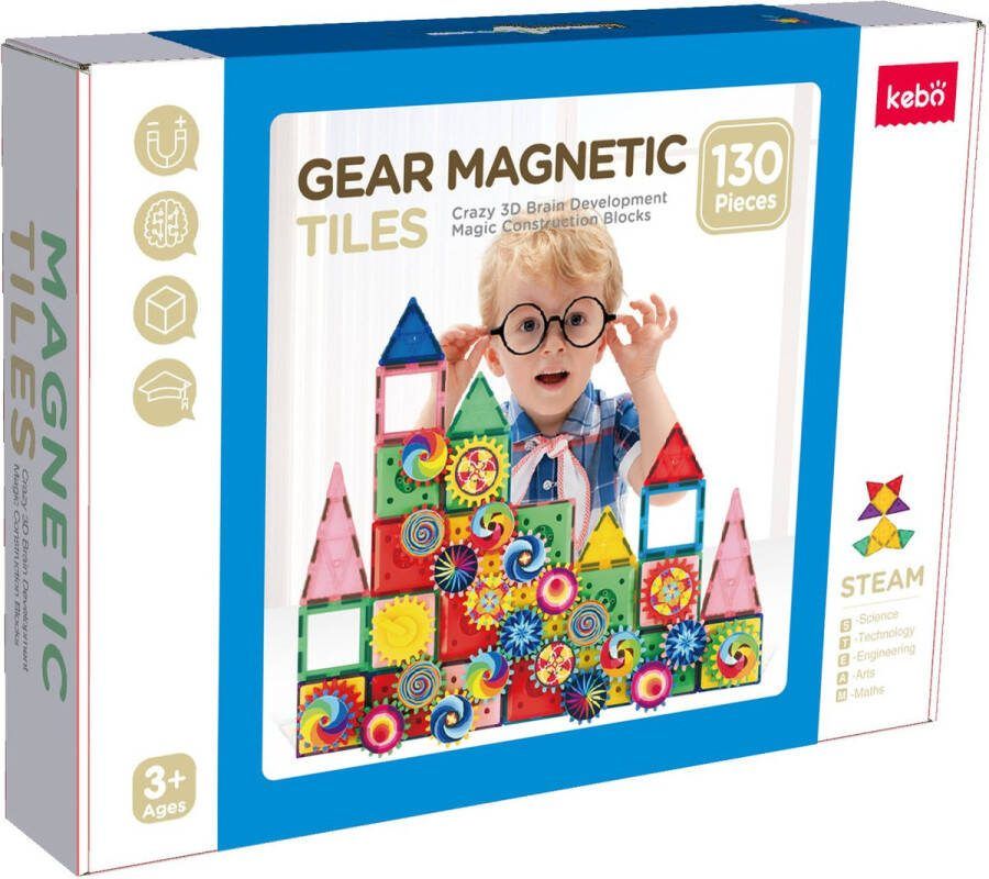 KEBO magnetisch speelgoed magnetic tiles magnetische tegels magnetische bouwstenen constructie speelgoed montessori speelgoed KBCJ-130