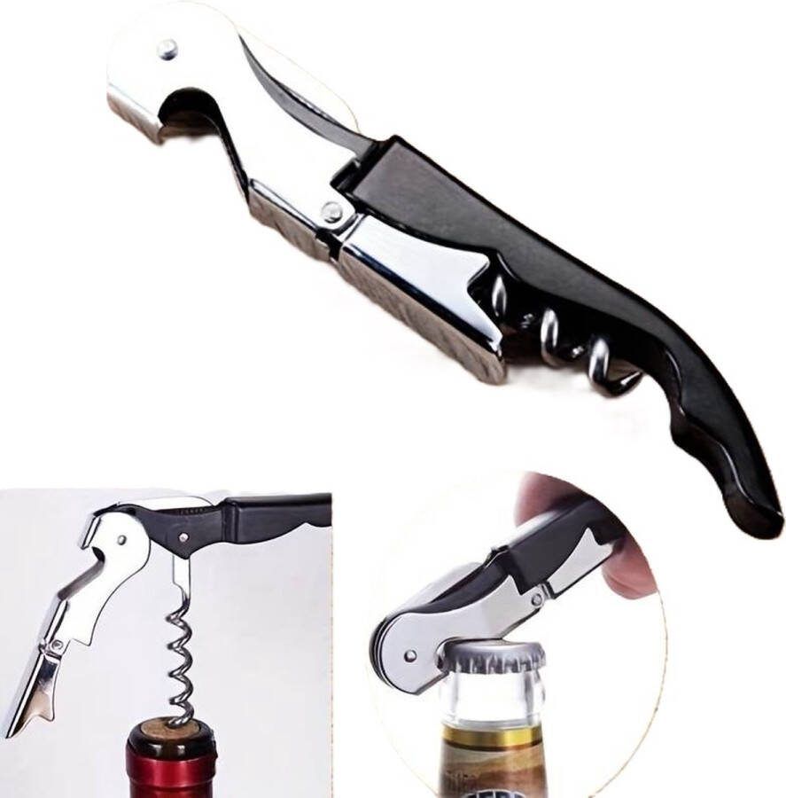 Kelnersmes waiters friend flesopener 3 in 1 zwart