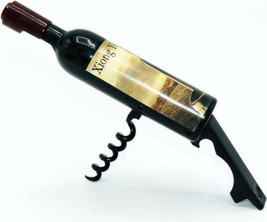 Kelnersmes Wine Edition Sommeliersmes Kurkentrekker Wijn Opener Bier Opener Flesopener RVS en Kunststof Zwart