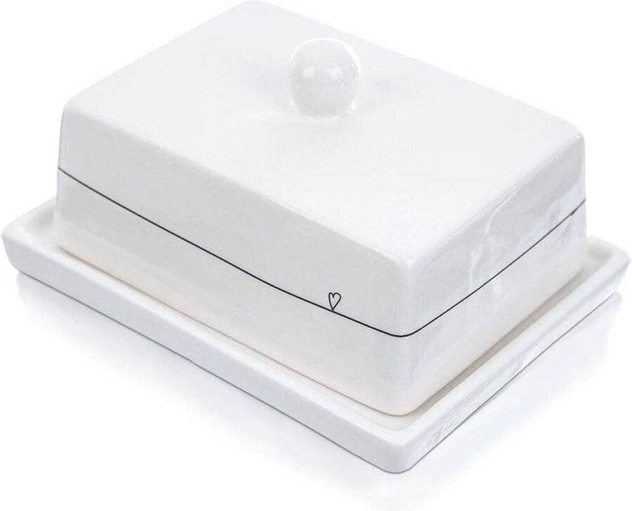 Keramieke Botervloot met Deksel Harten Design butter dish with lid