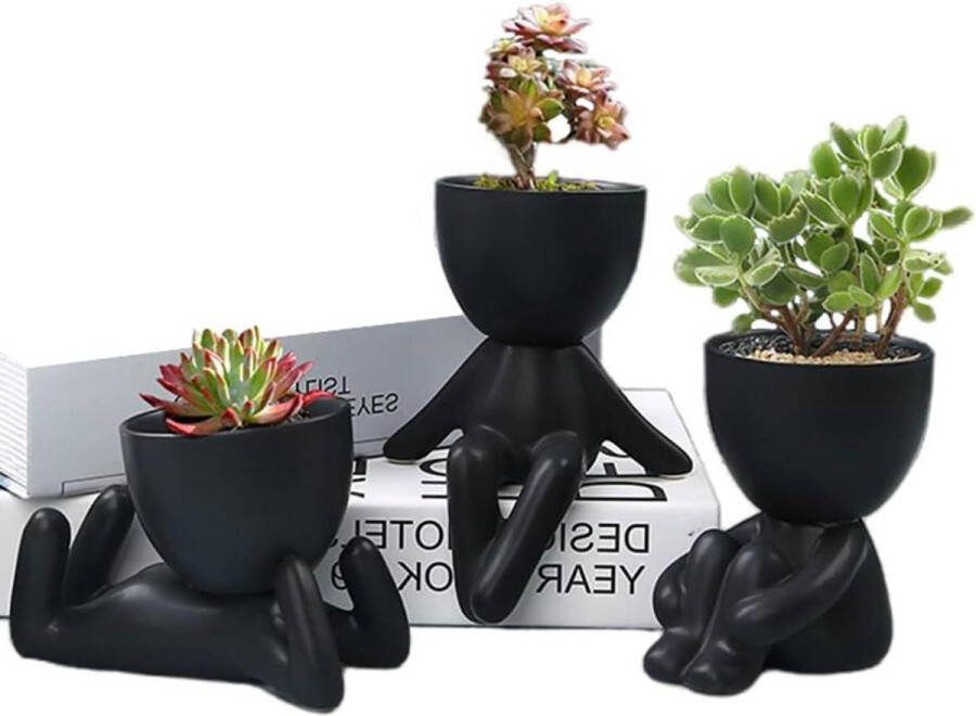 Keramische Beeldje Bloempot Succulente Keramische Planter voor Tuin Moderne Thuis Creatieve Keramische Groene Plant Pot Desktop Ornamenten (Set van 3) Bloempot