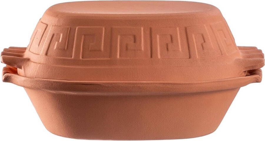 Keramische braadpan met deksel voor magnetron en oven stoompan van natuurlijke materialen ovenschaal voor vetvrij koken (ovaal 4 liter)