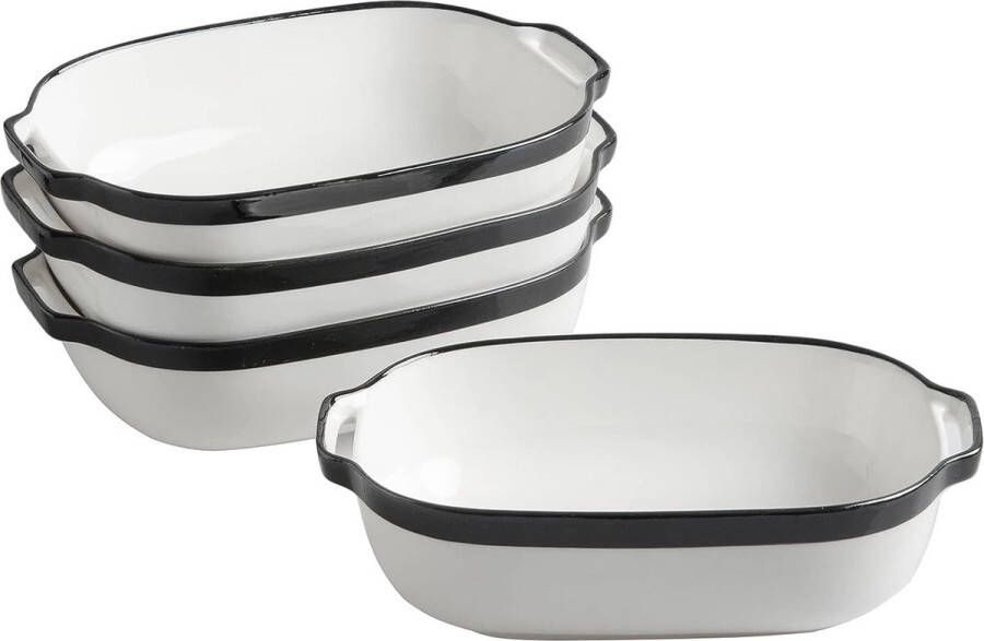 Keramische braadpan [set van 4] – lasagne braadpan hoog voor bakken serveren en invriezen grote braadpan tiramisu rechthoekig – 20 x 13 5 x 6 2 cm wit