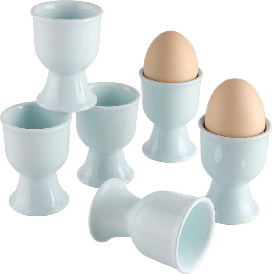 Keramische eierdopjes 6 stuks porseleinen eierstandaard voor zachte hardgekookte eieren voor ontbijt (geel)
