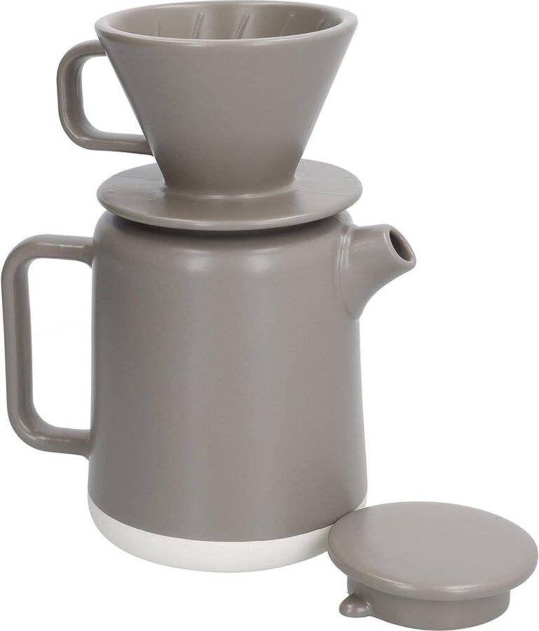 Keramische giet over koffieservies 4 kopjes Sevilla geschenkdoos met handvat