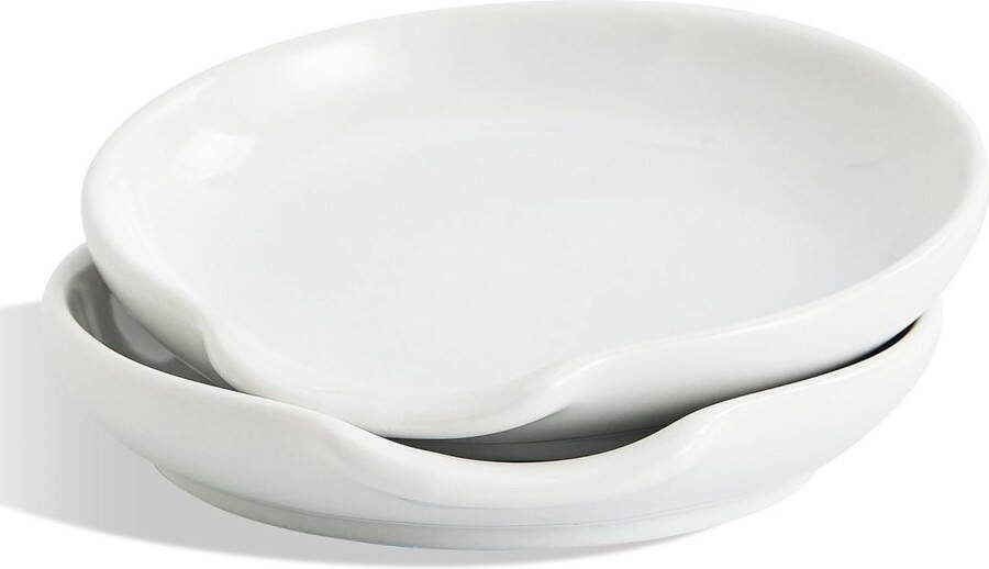 Keramische lepelsteun set van 2 lepelhouder voor spatels tangen gadgets koffielepels lepelhouder voor kookplaat aanrecht (wit x 2 stuks)
