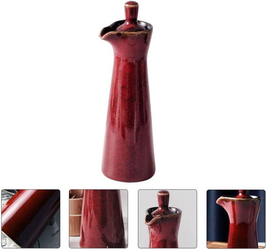Keramische olijfolie dispenser olie dispenser oliefles oliekan keuken oliefilter oliereservoir azijn fles voedselolie kannetje kruidendispenser voor BBQ grillen pasta rood
