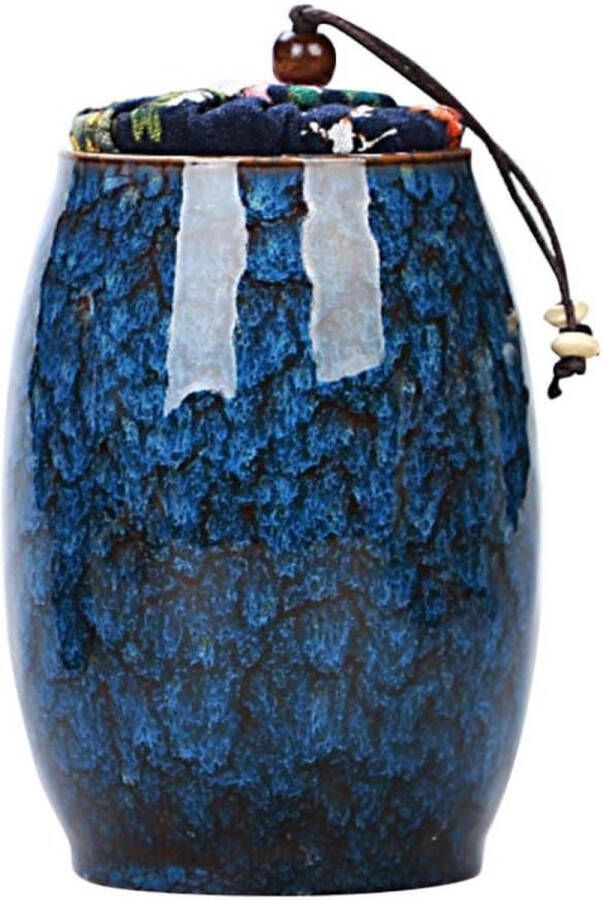 Keramische pot met deksel vintage stijl losse theepot droge specerijen keramische voedselopslagpot voor koffie thee specerijen en noten (blauw)