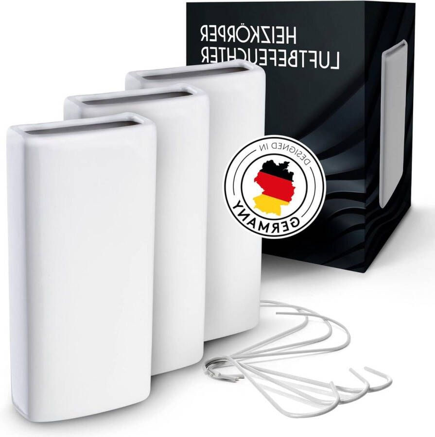 Keramische radiator luchtbevochtiger radiator 3 stuks ophanghaak duurzame verwarming wit