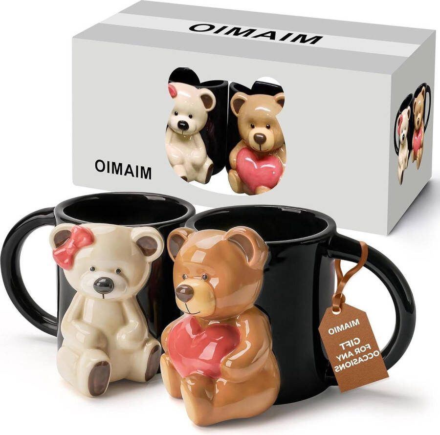 Keramische schattige beer kopjes 350 ml 3D dierlijke mokken voor koffie melk en thee liefhebbers mokken paar geschenken voor verjaardag Kerstmis