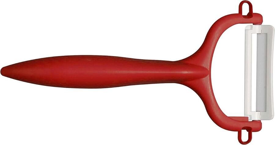 Keramische schiller rode dunschiller groenteschiller fruitschiller met wit keramisch lemmet voor schone fijne en ontspannen schillen. Kunststof handvat. Lengte: 14 5 cmKyocera Y Peeler Red