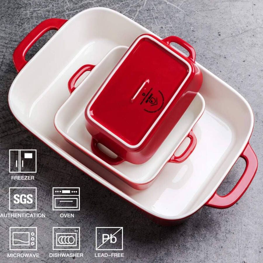 Keramische serviesset rechthoekig voor keuken diner banket en dagelijks gebruik 12 5 x 8 9 cm (rood)